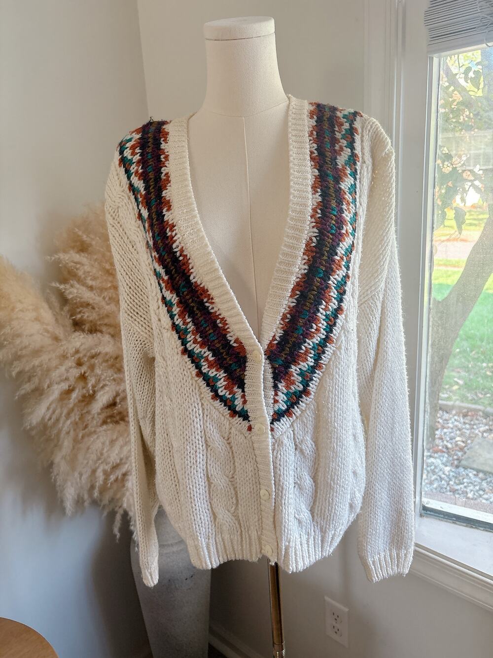 ✨2/$30✨ Vintage Currant Chunky Knit Cardigan Sweater Medium Grandpa